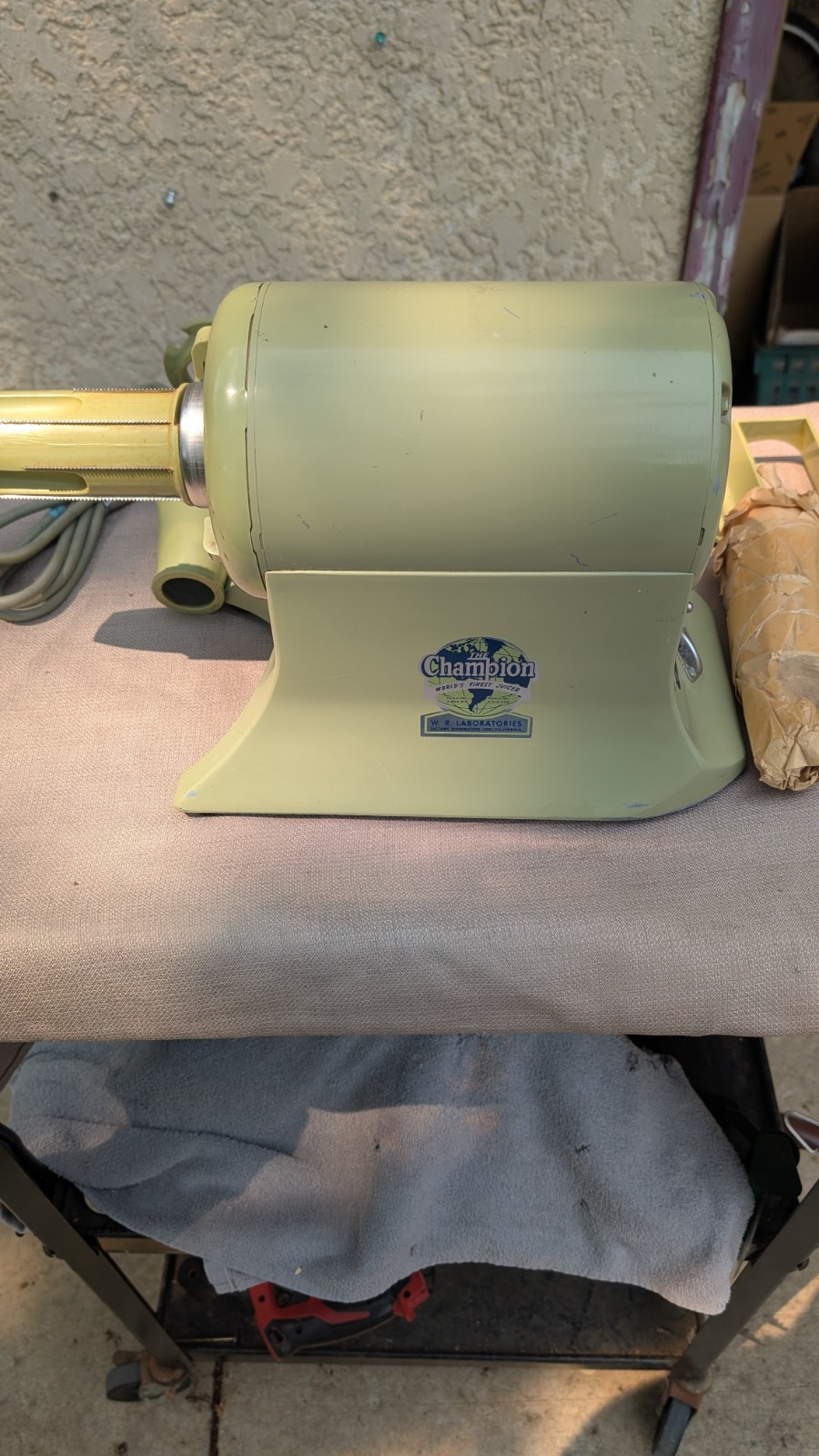 Champion Juicer Avocado heavy duty. "Cord shows wear but works fine"