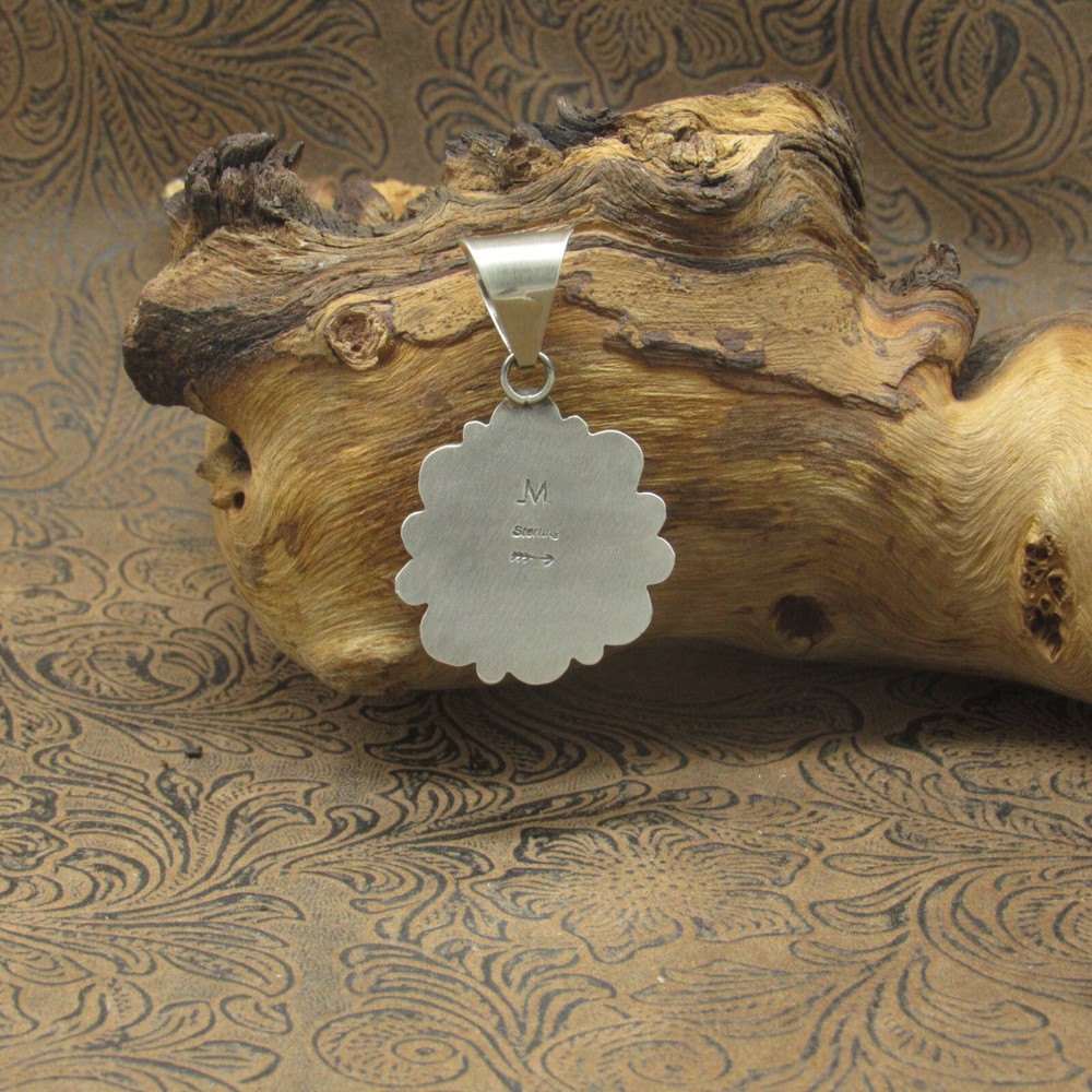 *Triangular White Buffalo Sterling Silver Hand Stamped Oxidized Pendant