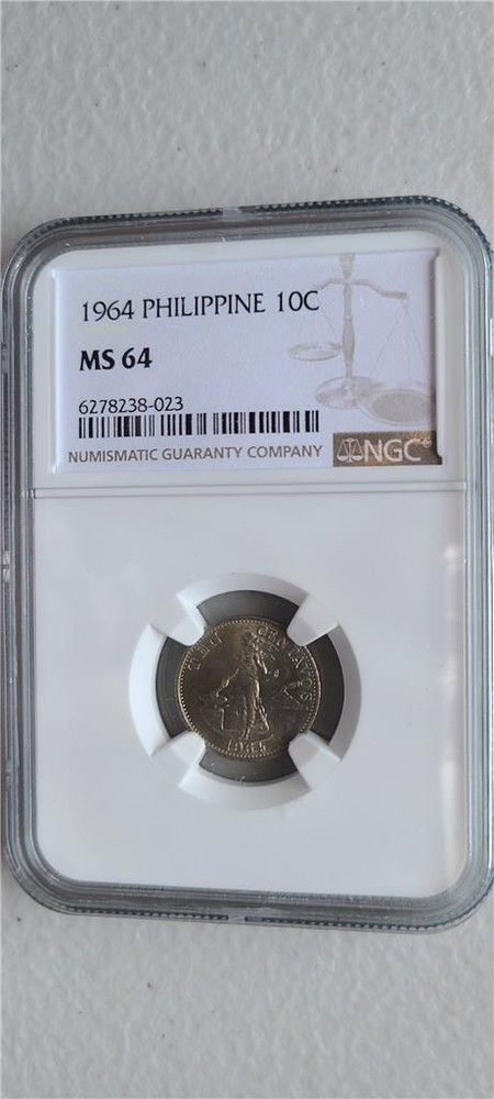Philippines 10 Centavos 1964 NGC MS 64