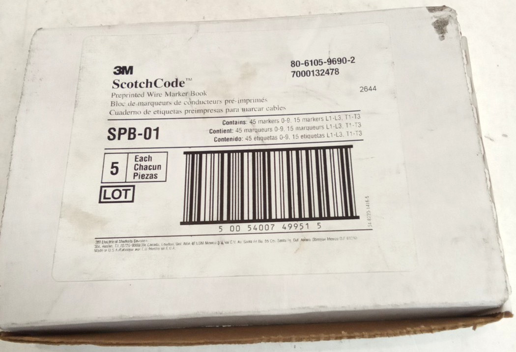 3M 7000132478 ScotchCode SPB-01 PrePrinted Wire Marker Book