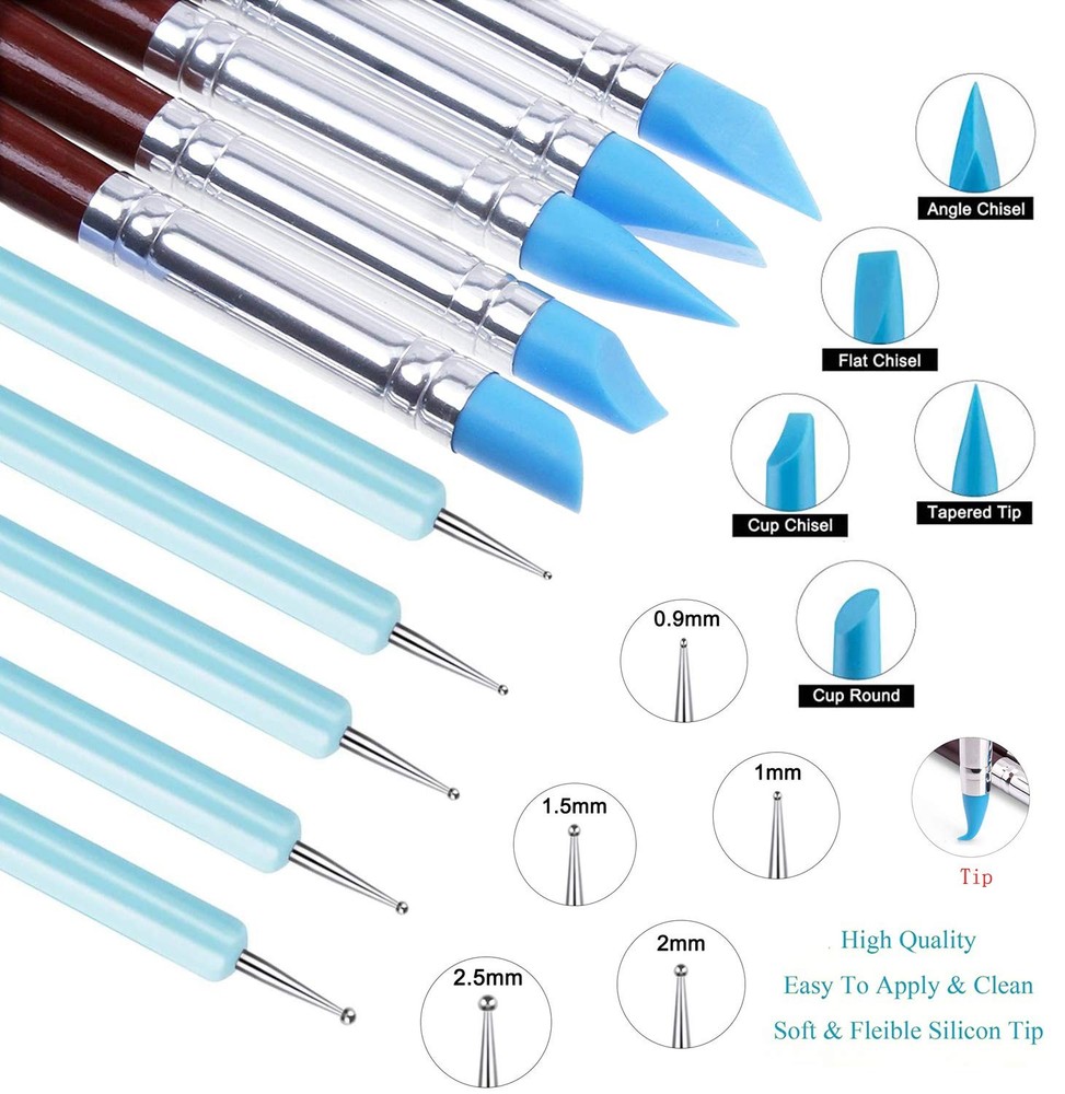 Silicone Clay Sculpting Tools Modeling Dotting Tool & Pottery for DIY Handicraft