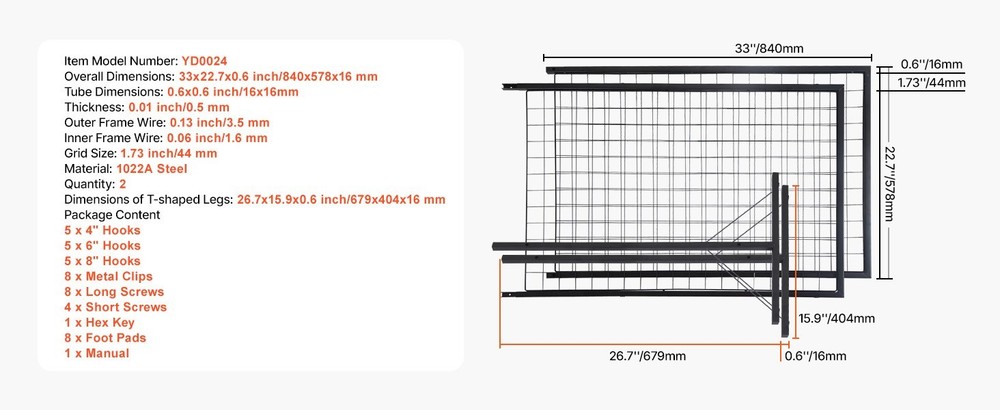 Display Grid Rack 2 Pcs 5.6 ft Panel Detachable Stand Craft Art Gridwall Tower