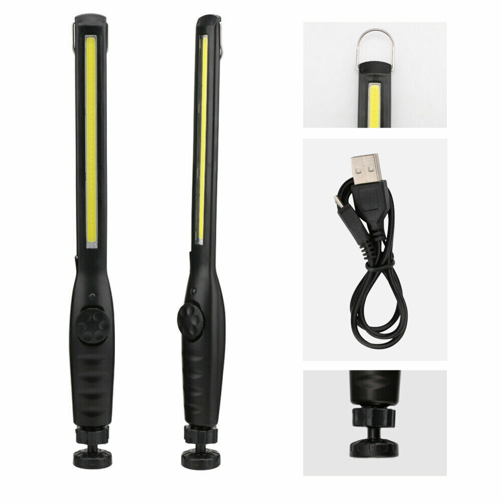 2X Slim COB LED Work Light Mechanical Flashlight Magnetic Base USB Charging