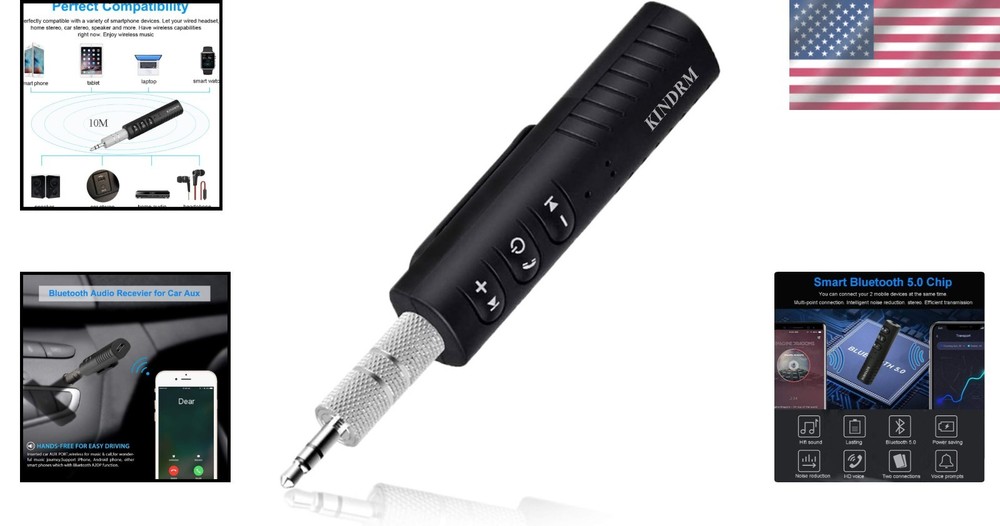 Portable Wireless Bluetooth Audio Receiver - Hands-Free Calls & Dual Pairing