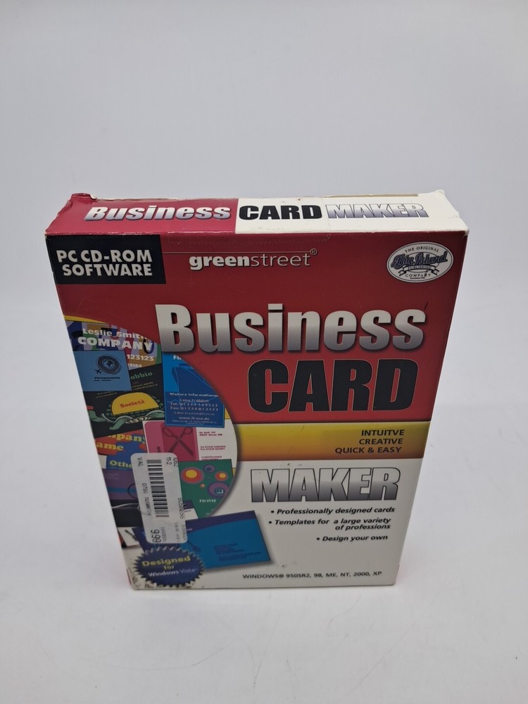 Business Card Maker PC - Vintage Computer Program - Windows Green Street NEW