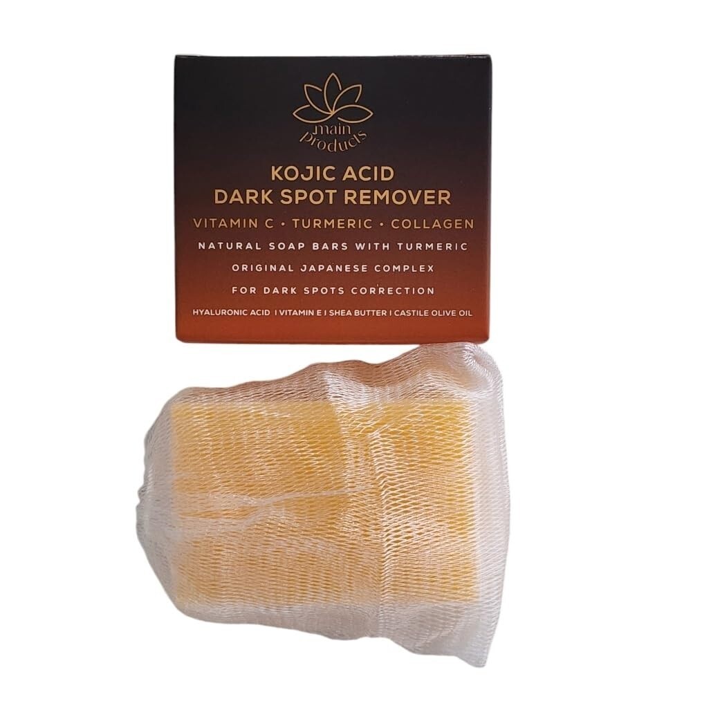 Kojic Acid Dark Spot Remover Soap Bars with Vitamin C Retinol, Collagen Turmeric