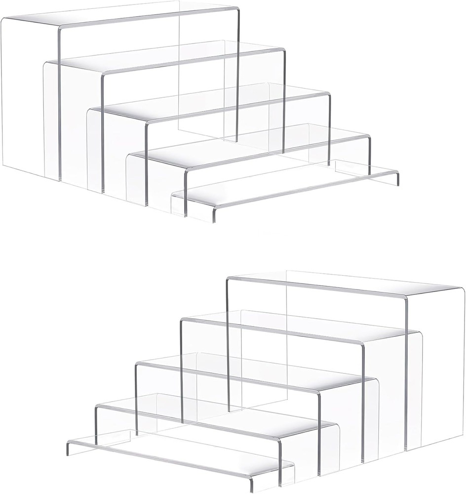 2 Sets 10 Pcs Clear Display Risers, Rectangular 7"-8"-9" L Risers Display Sta...