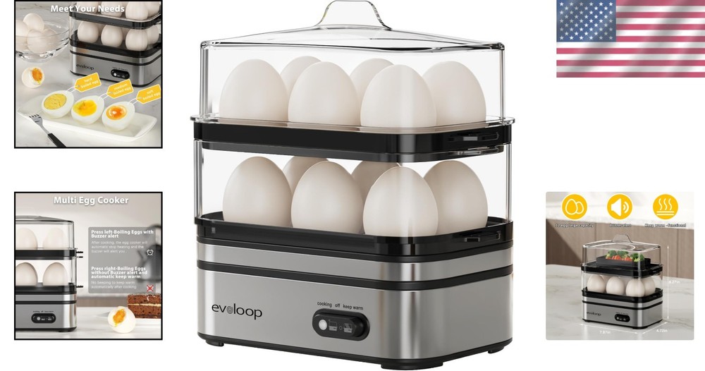 Compact Electric Egg Cooker - Hard, Soft Boiled, Poached & Vegetable Steamer