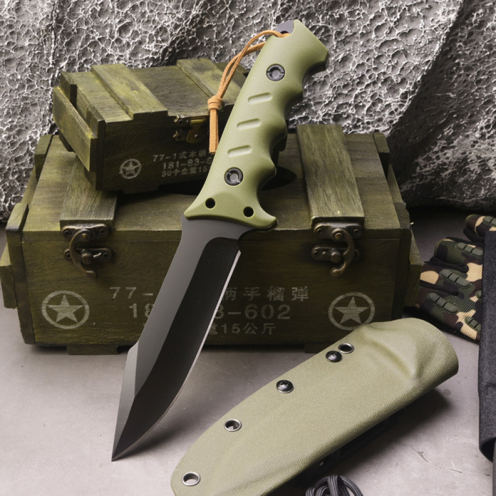 Outdoor Duty Fixed Blade Knife with G10 Handle and Kydex Sheath Camping Military
