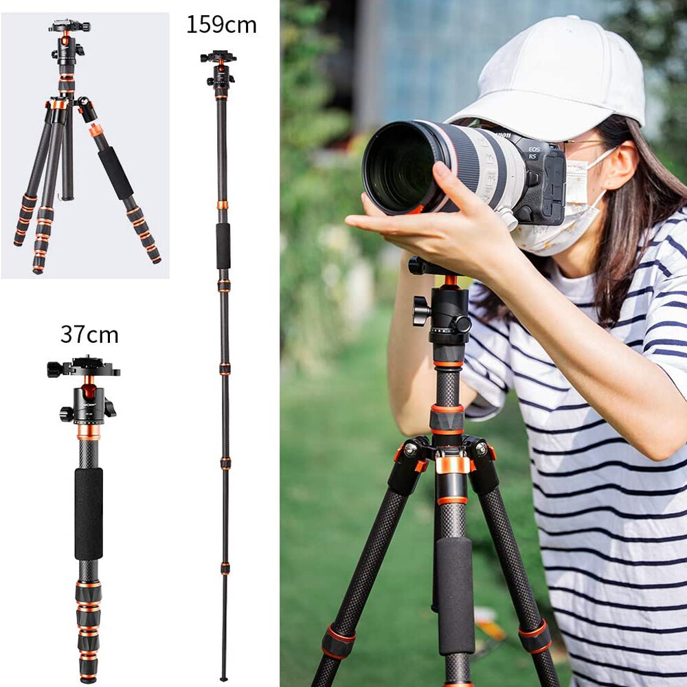 K&F Concept Carbon Fiber Camera Tripod with Metal Ball Head for DSLR Cameras