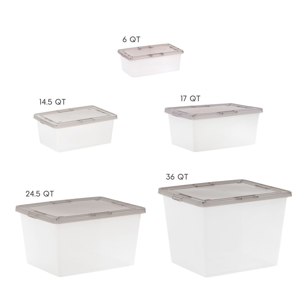 17-Qt Snap Top Clear Plastic Stackable Storage Tote Container Bin Box Set of 8