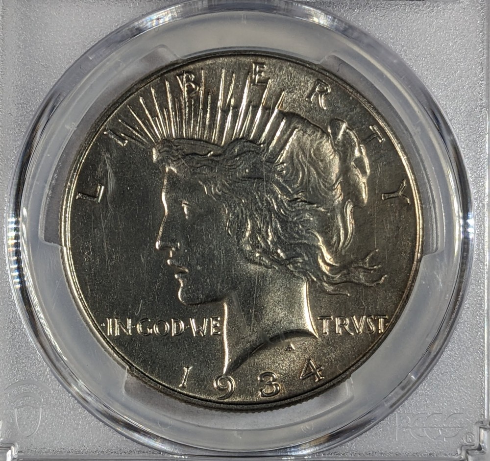 1934 P Peace Silver Dollar PCGS UNC
