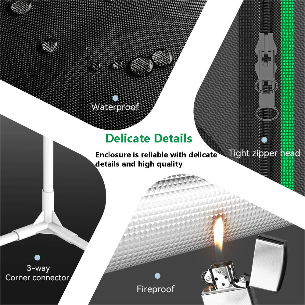 3D Printer Enclosure with LED Light, Hygrothermograph Fireproof Dustproof Tent C