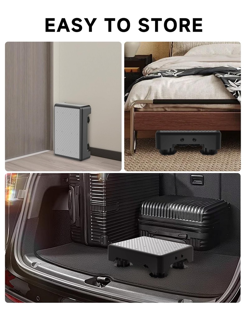 Adjustable Step Stool for Adults, Bed Step Stools, 600 LBS Capacity Safety Wi...