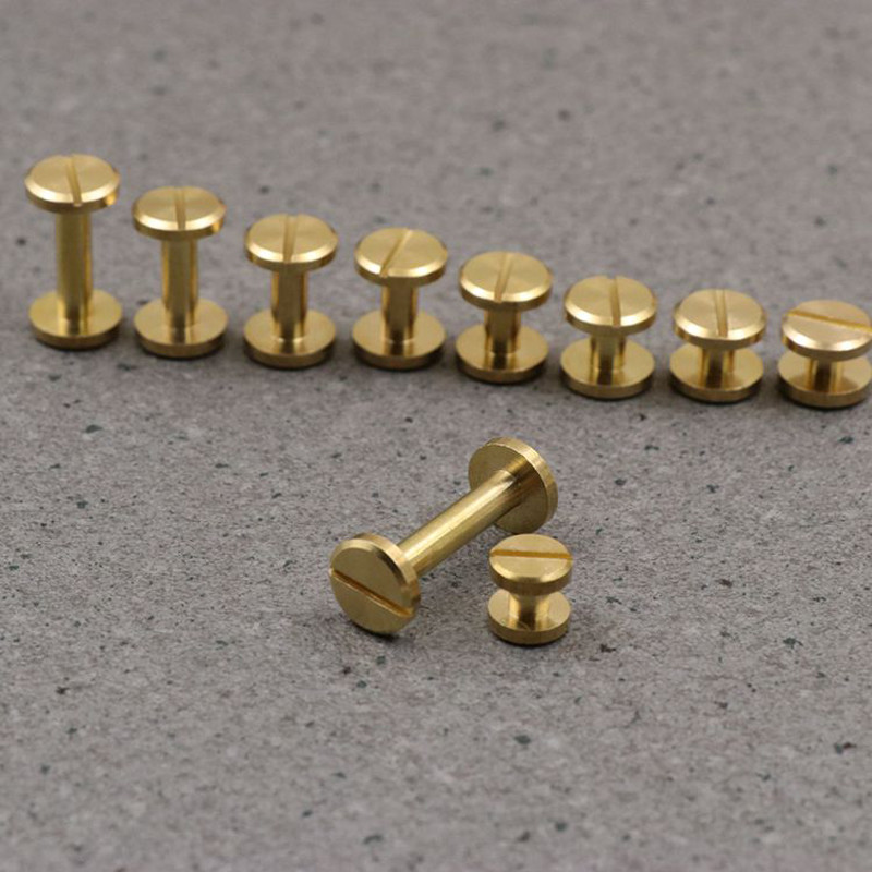 4-20mm Nail Brass Solid Rivets Stud Head Flat Belt Screw Leather Craft
