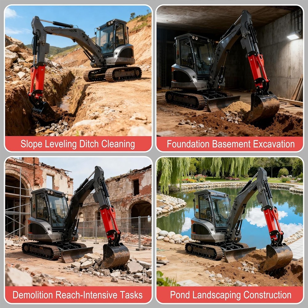 Mini Excavator Arm Extension for 0.8-2 Ton Machines Quick Attach Ditch Digging