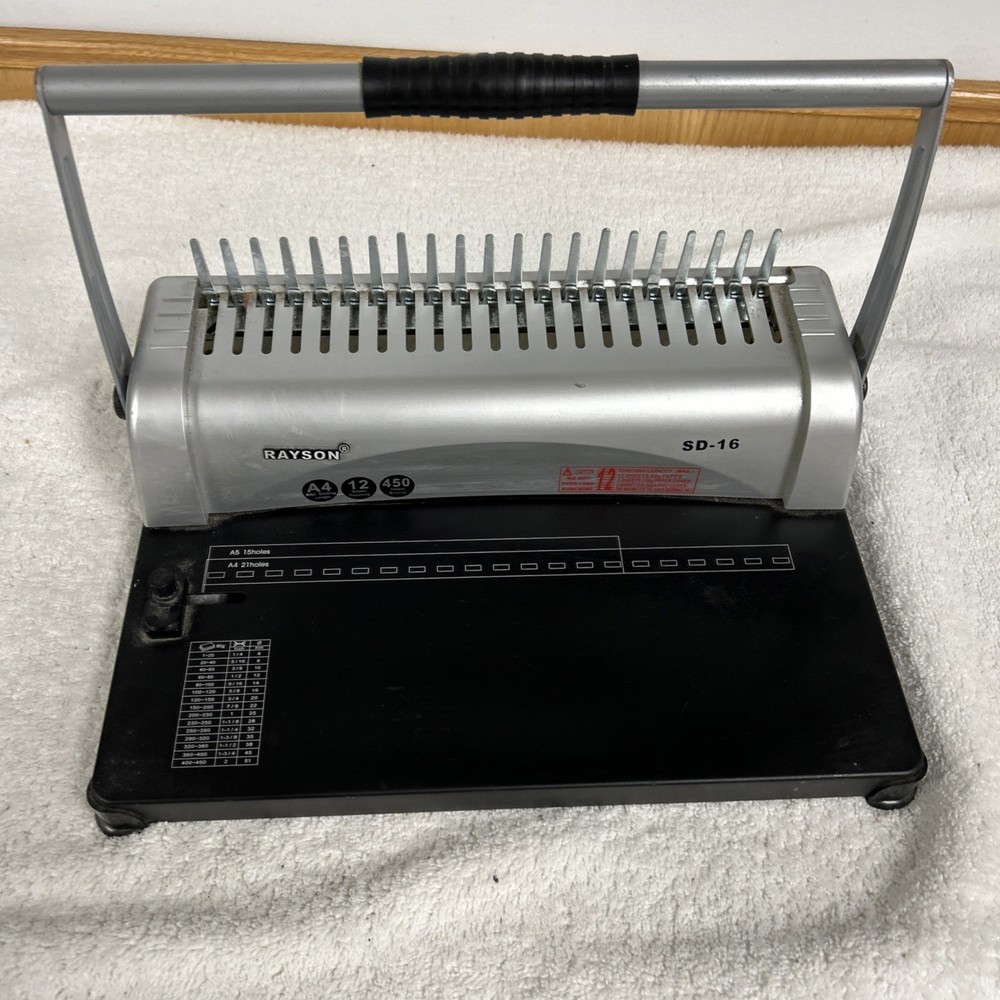 Rayson SD16 Comb Binding Machine - A4 Max Binding Length 12 Sheets Punching EXC