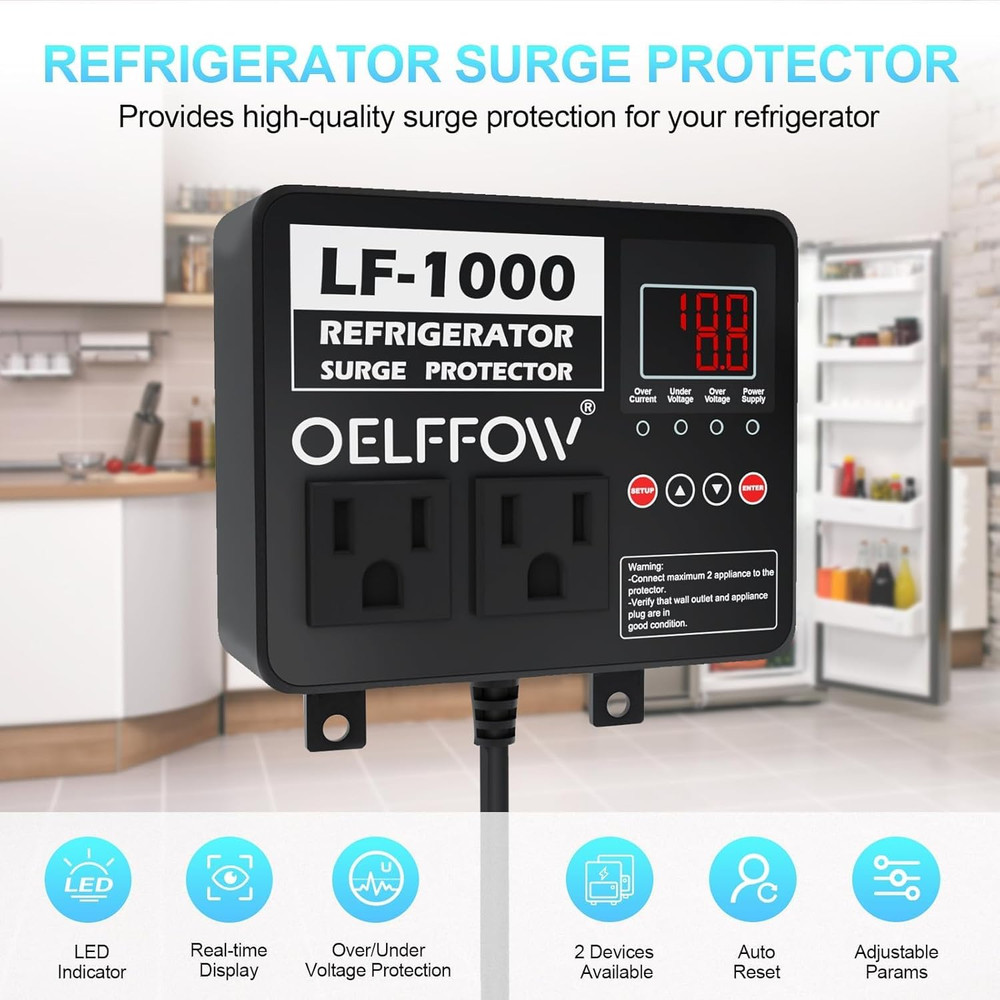 Refrigerator Surge Protector Time Delay and Real-Time Display Voltage Protector