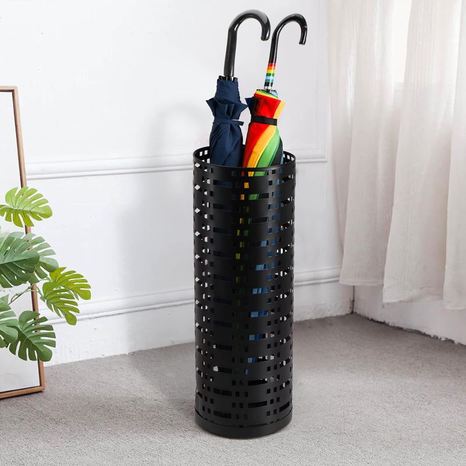 Jucoan Metal Round Umbrella Stand Rack, 16.5 x 6 Inch Free Standing Umbrella Hol