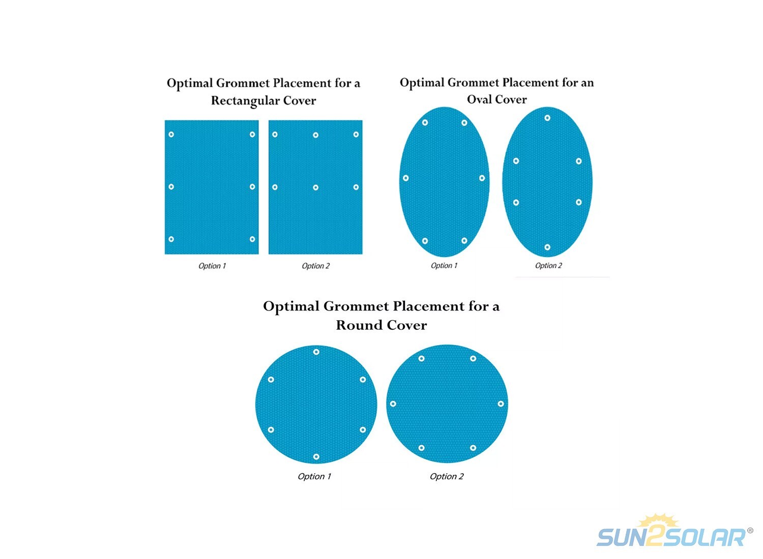 Sun2Solar 1600 Series Rectangle Blue Solar Blanket Swimming Pools w/ Grommet Kit