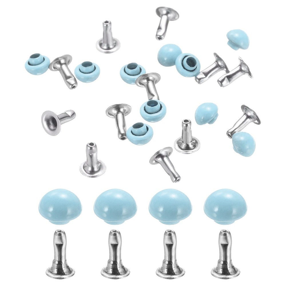 10Pcs Mini Rivet Studs 4mm Double Cap Leather Rivets Tubular Studs Light Blue