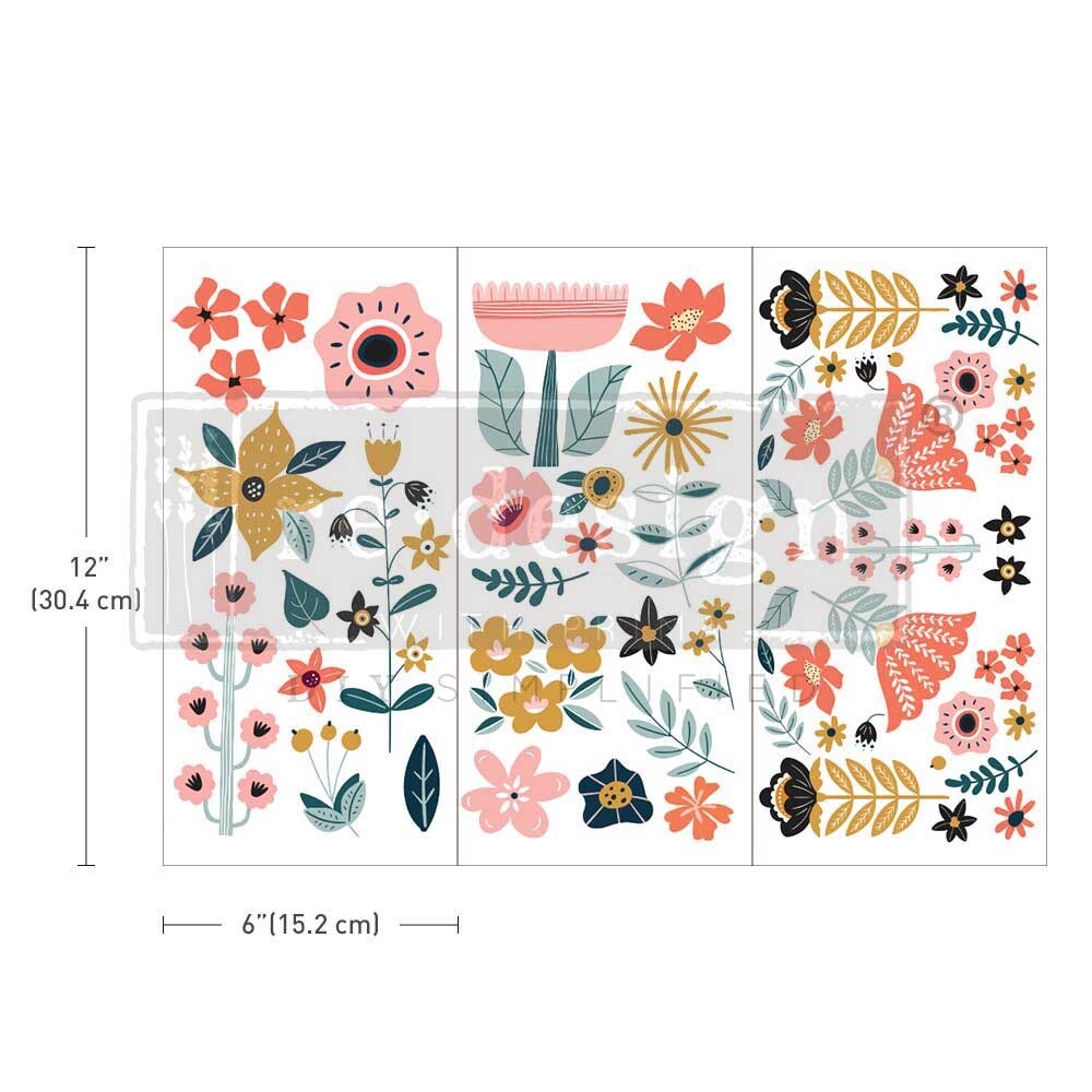 ReDesign with Prima Transfer - Doodle Flowers