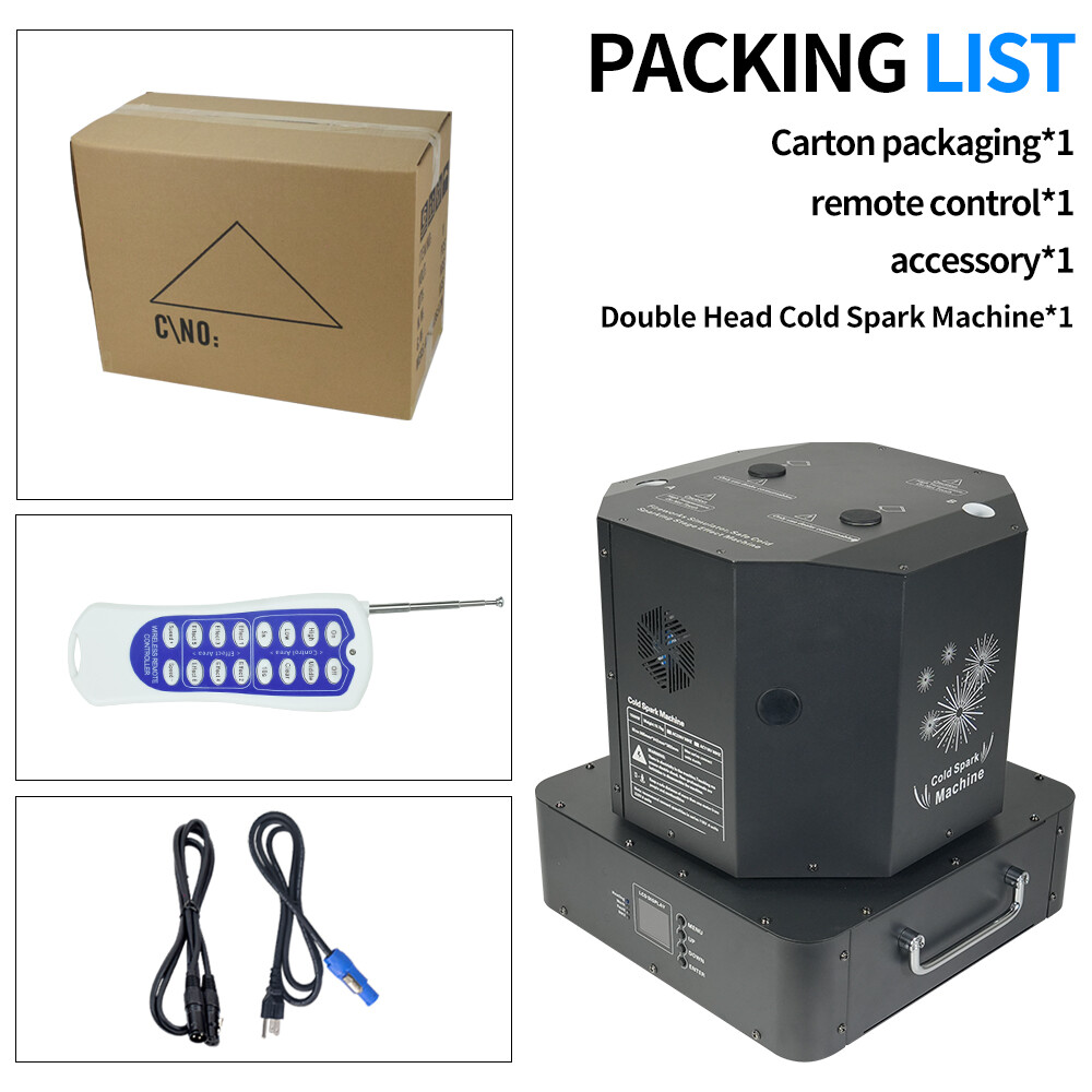 2X 1500W Spin Double Head Cold Spark Machine Double DMX Sparkler Machine