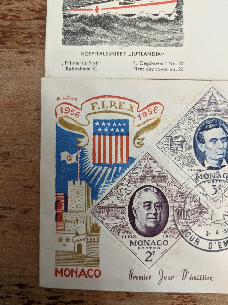 Covers 1951 Danmark Red Cross, 1956 Monaco