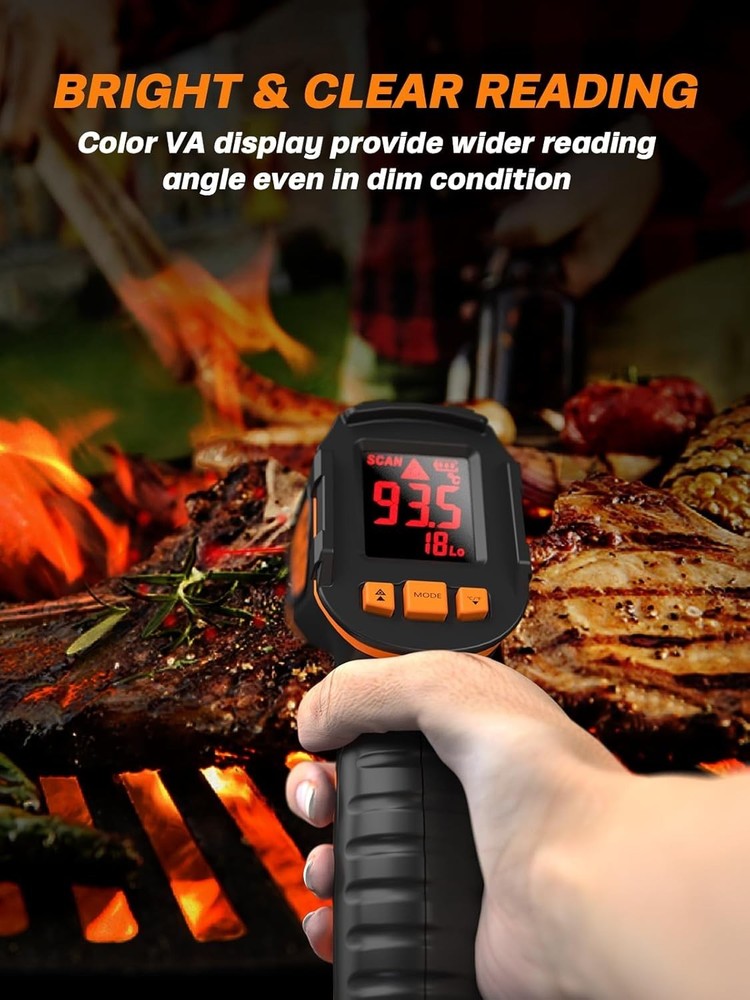 Digital Infrared Thermometer Gun for Cooking & Industrial Use - Max/Min Function