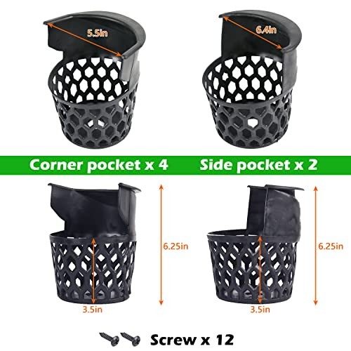 Pool Table Pockets Replacement Pockets for Billiard Table Set of 6 Plastic Web