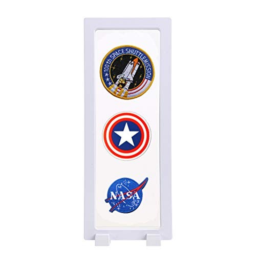 Skelang 3D Floating Display Case, White Rectangular Coin Holder Display Stand,