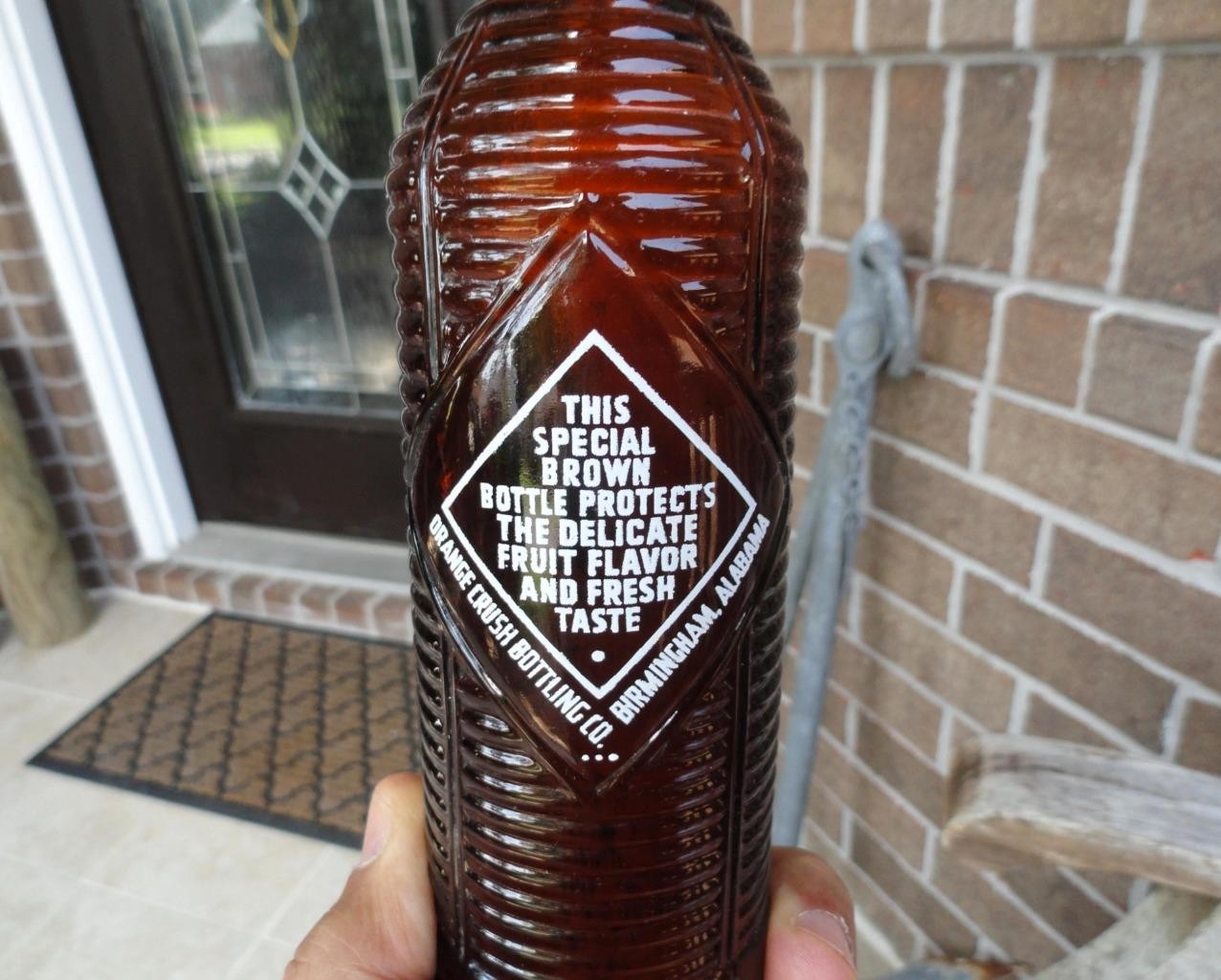 early Orange Crush BEEHIVE Ribbed AMBER Soda Bottle BIRMINGHAM, ALABAMA ALA