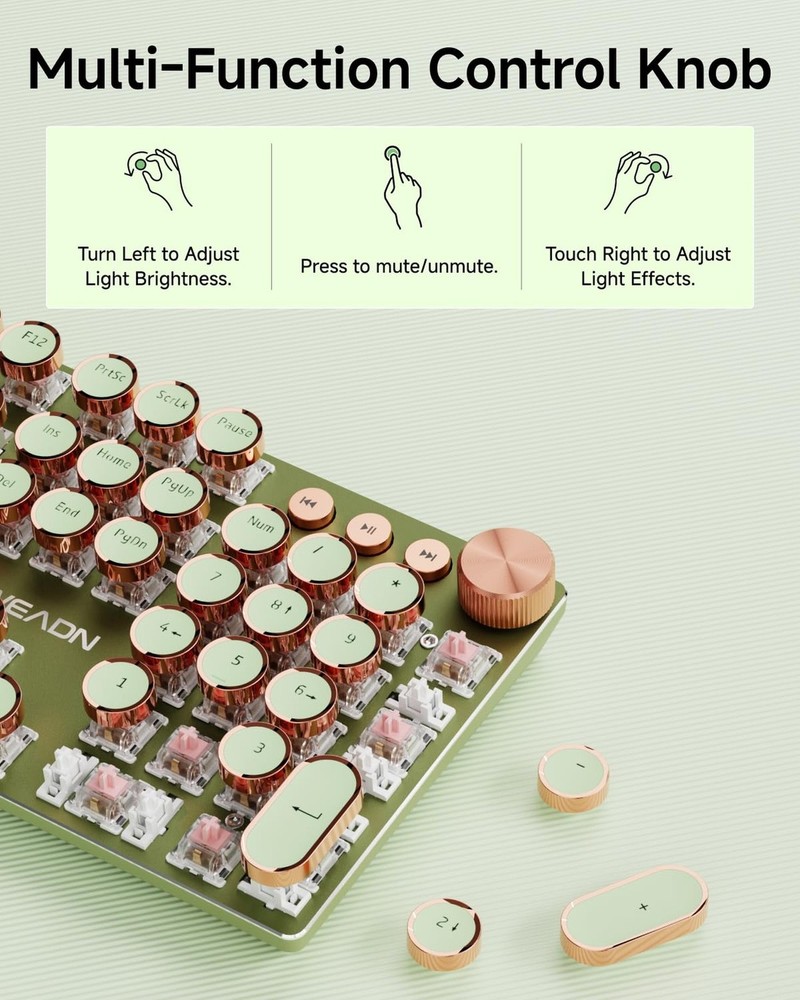 EWEADN Typewriter Style Mechanical Keyboard, Wired Typewriter Keyboards,104 K...