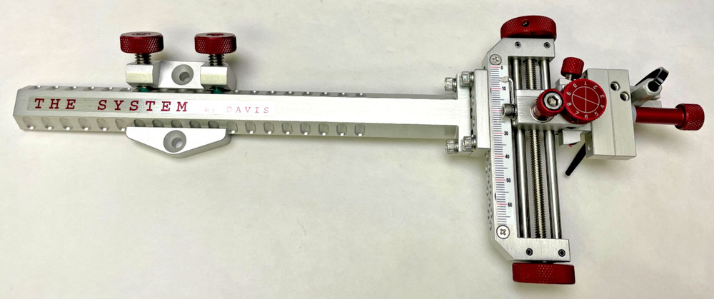 4" DAVIS TARGET SIGHT- Double knob mount-8.5" Ext -Silver/Red knobs-(15% OFF)