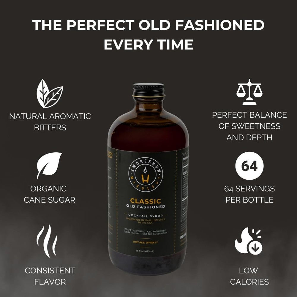 Cocktail Syrup - 64 Servings (16 oz, Classic Old Fashioned)