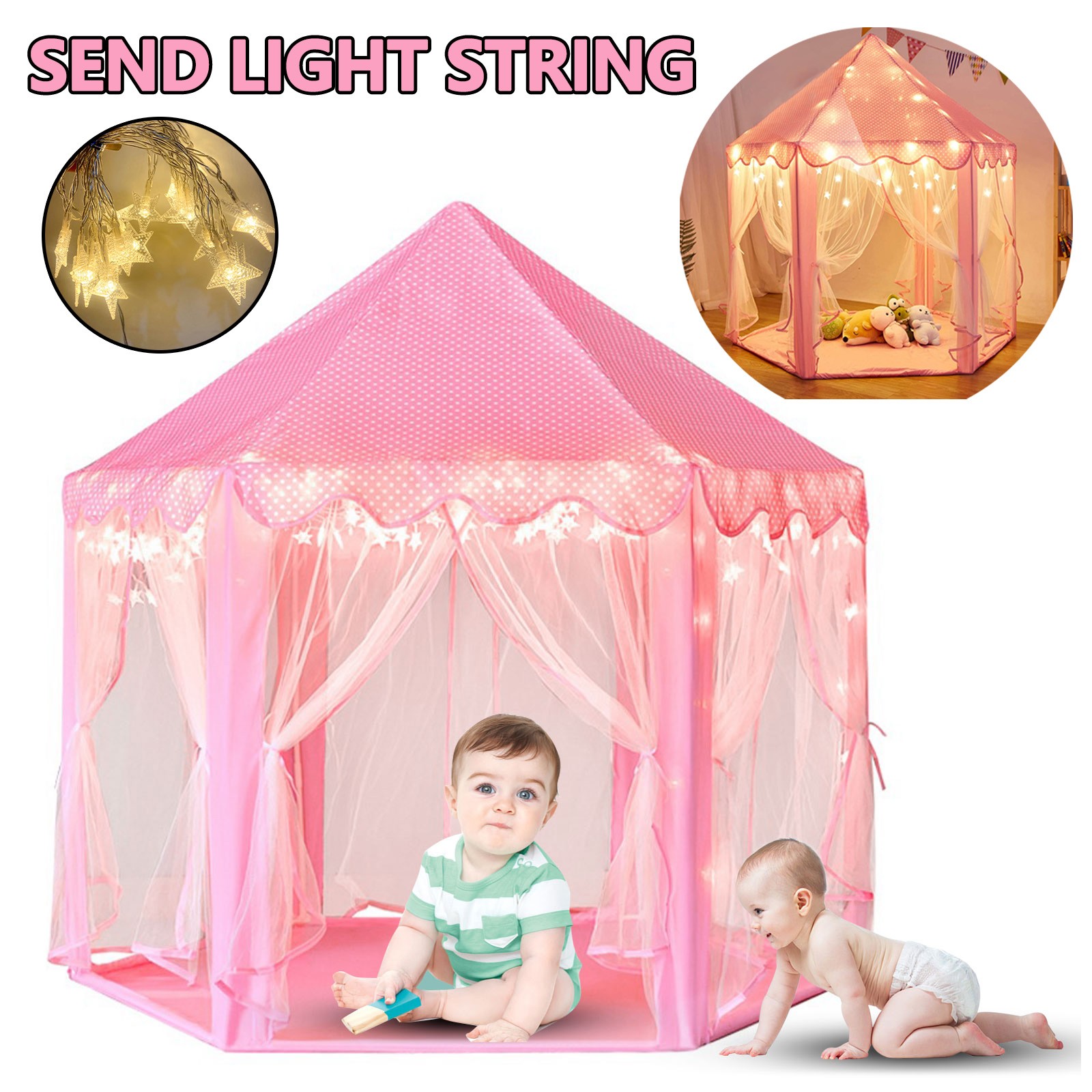 Girls Princess Castle Play Tent Large Indoor Outdoor Kids Playhouse Gift Pink US