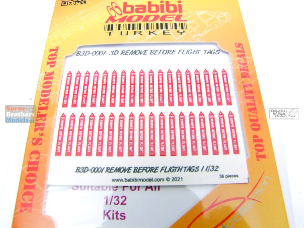 BBBB3D0001 1:32 Babibi Model - 3D Remove Before Flight Tags (36pcs)