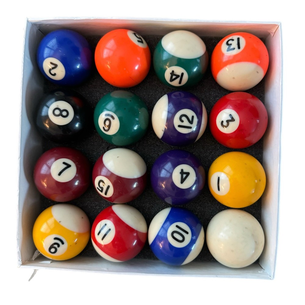 Miniature Pool Ball Set Original Box
