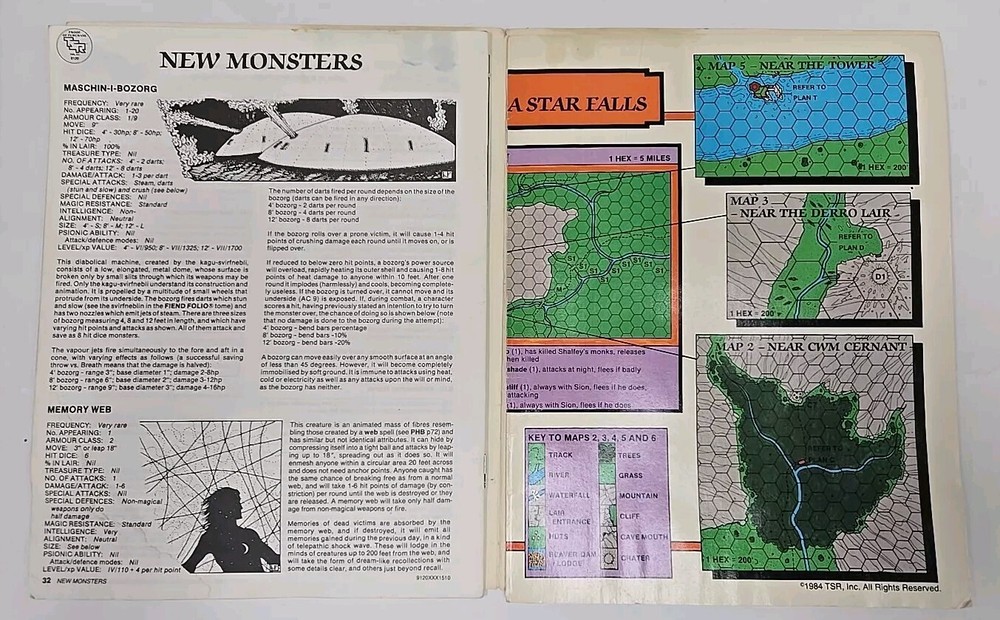 Advanced Dungeons & Dragons Module UK4 When A Star Falls Map #9120 TSR 1984 book