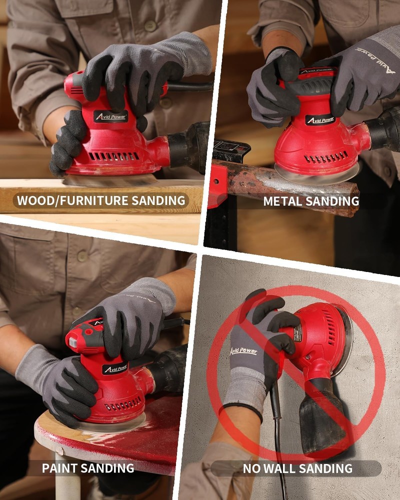Orbital Sander 3.0 Amp 5 Inch Electric Sander Tool 6 Variable Speeds Random O...