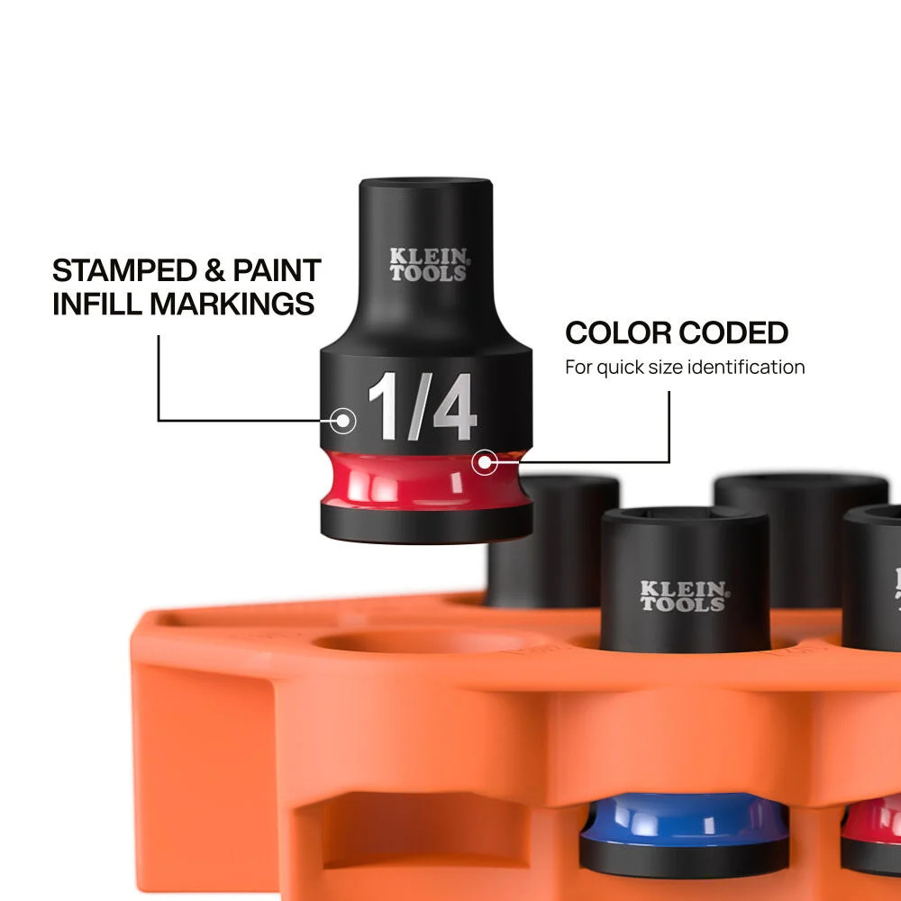 Klein Tools Grab-And-Go Impact Socket Set, Sae, 10 Pieces