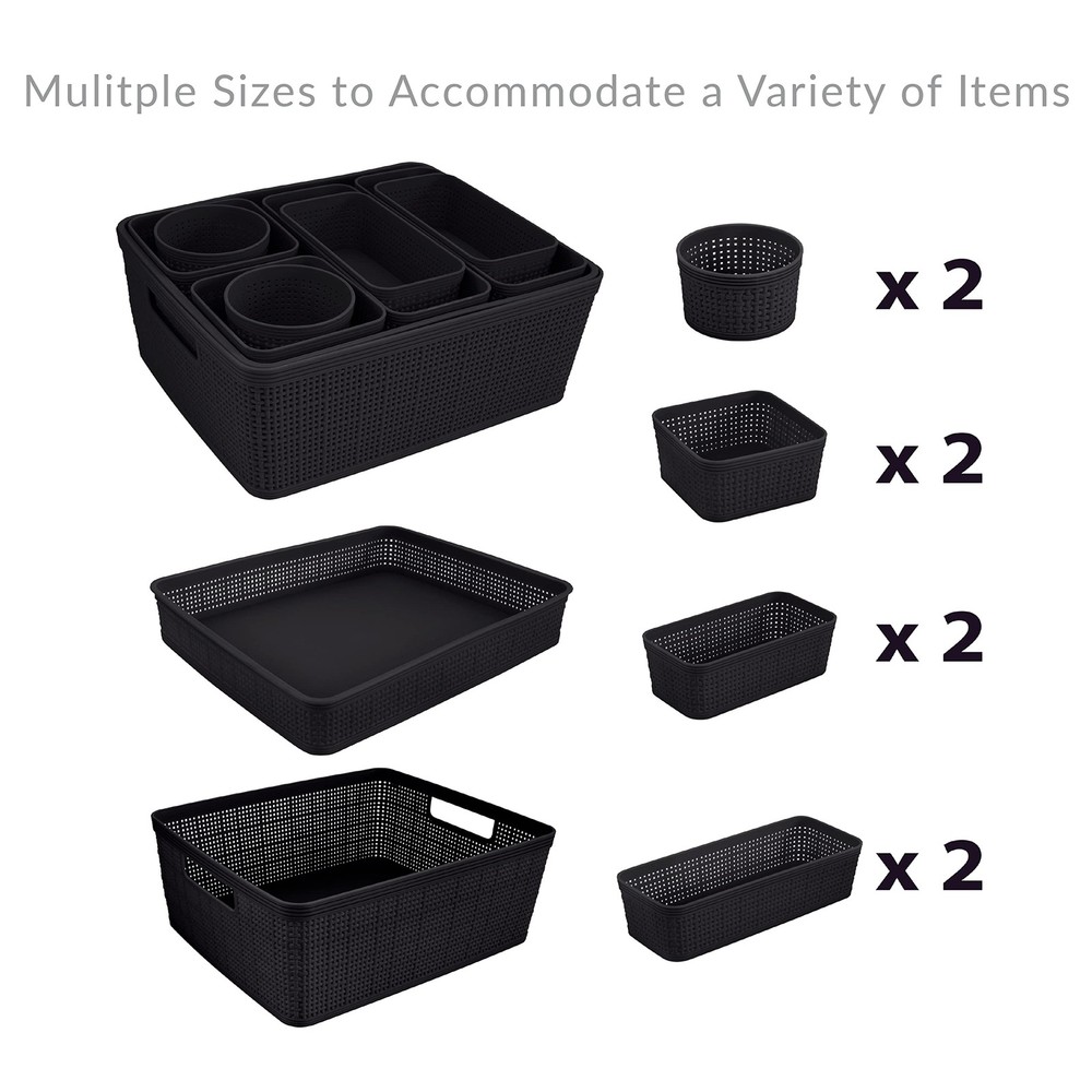 10 Piece Organizing Set | Multiple Size Bins | Multipurpose | Office | Desk |...