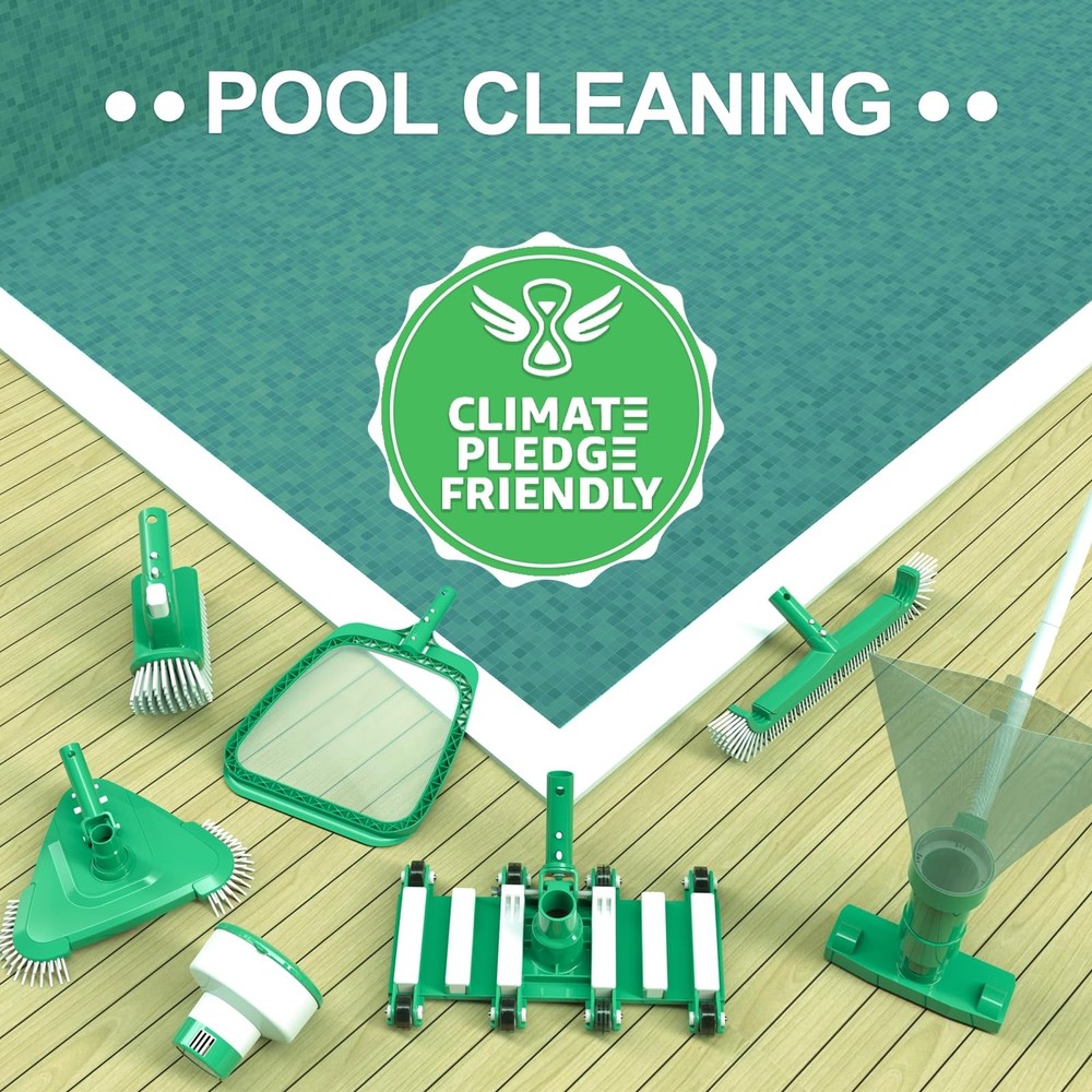 Swimming Pool Skimmer Net, Fine Mesh Pool Leaf Rake Net with Double-Layer Dee...