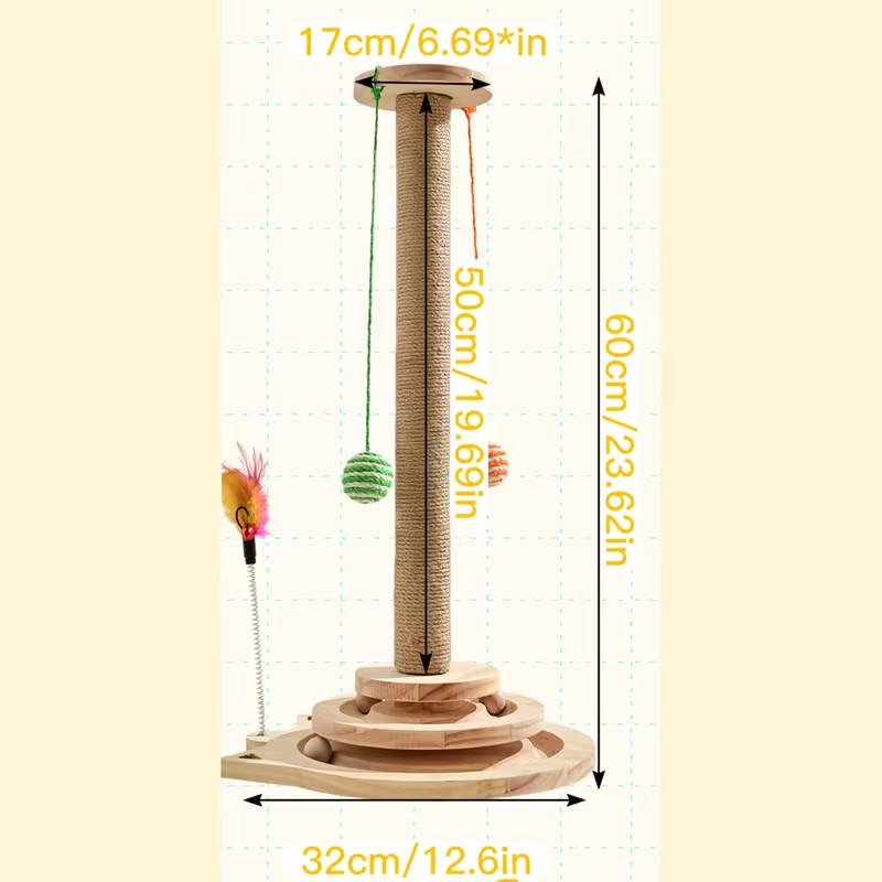 Multi-Tiered Scratching Post for Cats Made from High-Quality Sisal