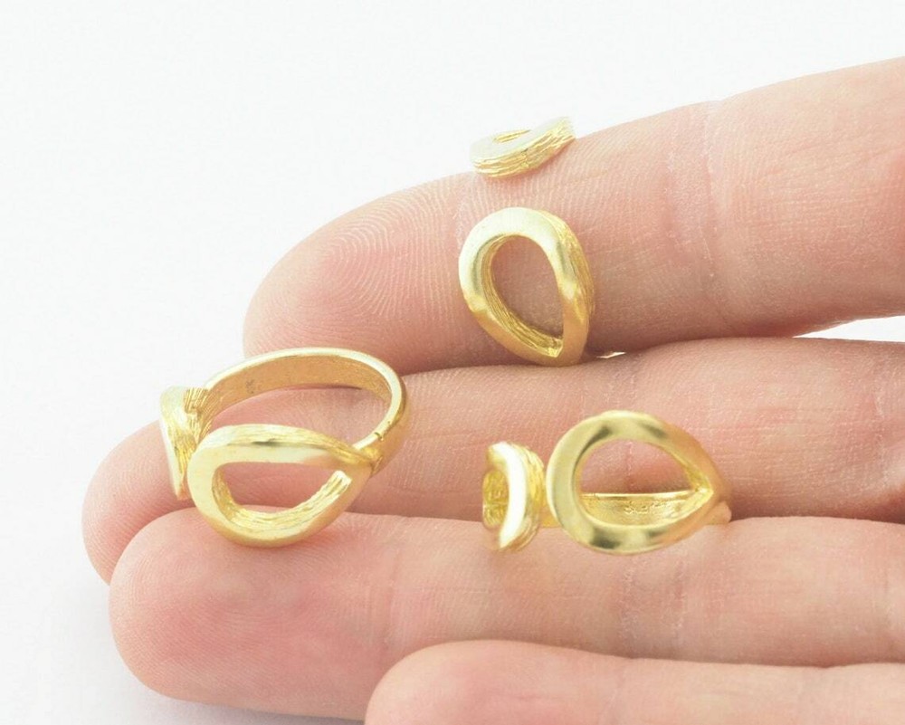 Drops Frames Adjustable Ring Raw Brass (6US - 8US inner size) 4348