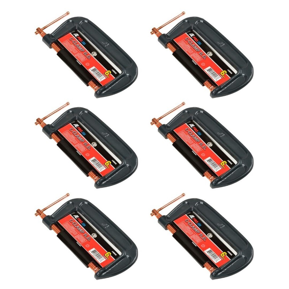 6pc 6" C-clamps Heavy Duty Steel