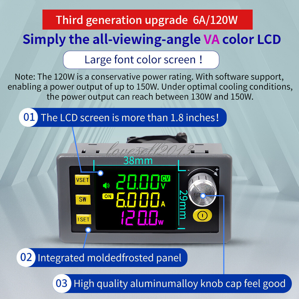 6A 120W CNC Adjustable Buck-Boost Power Supply Module Voltage Regulator DC6-36V