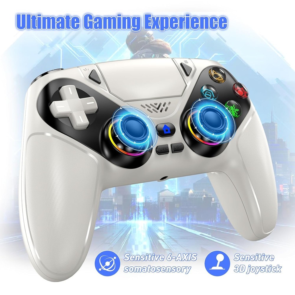LED Wireless Controller for PS5, Compatible with PS5 Pro/Slim/PC, Dual