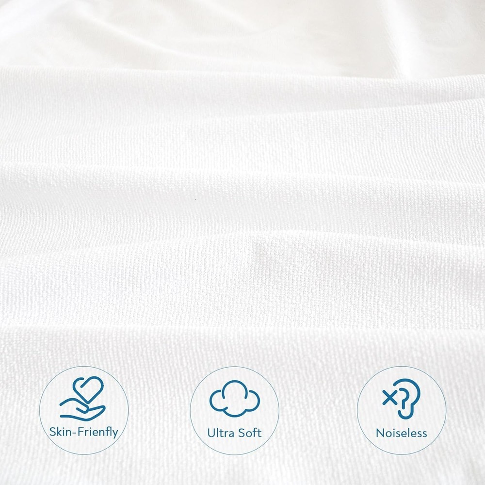 Waterproof Twin Mattress Protector 2 Pack Premium Soft Terry Bed Sheets 14" Deep
