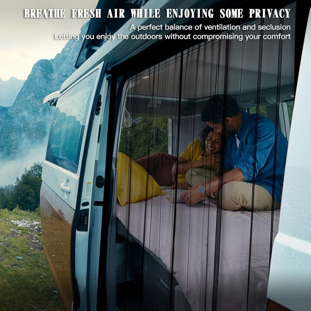 Magnetic Mesh Bug Screen for Sliding Side Van Door - Easy Installation